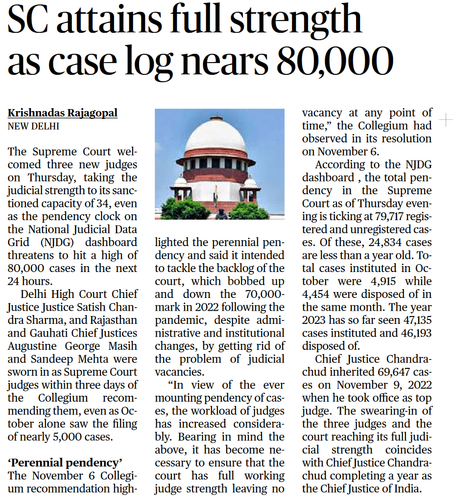 SC attains full strength as case log nears 80,000 - Page No.14, GS 2