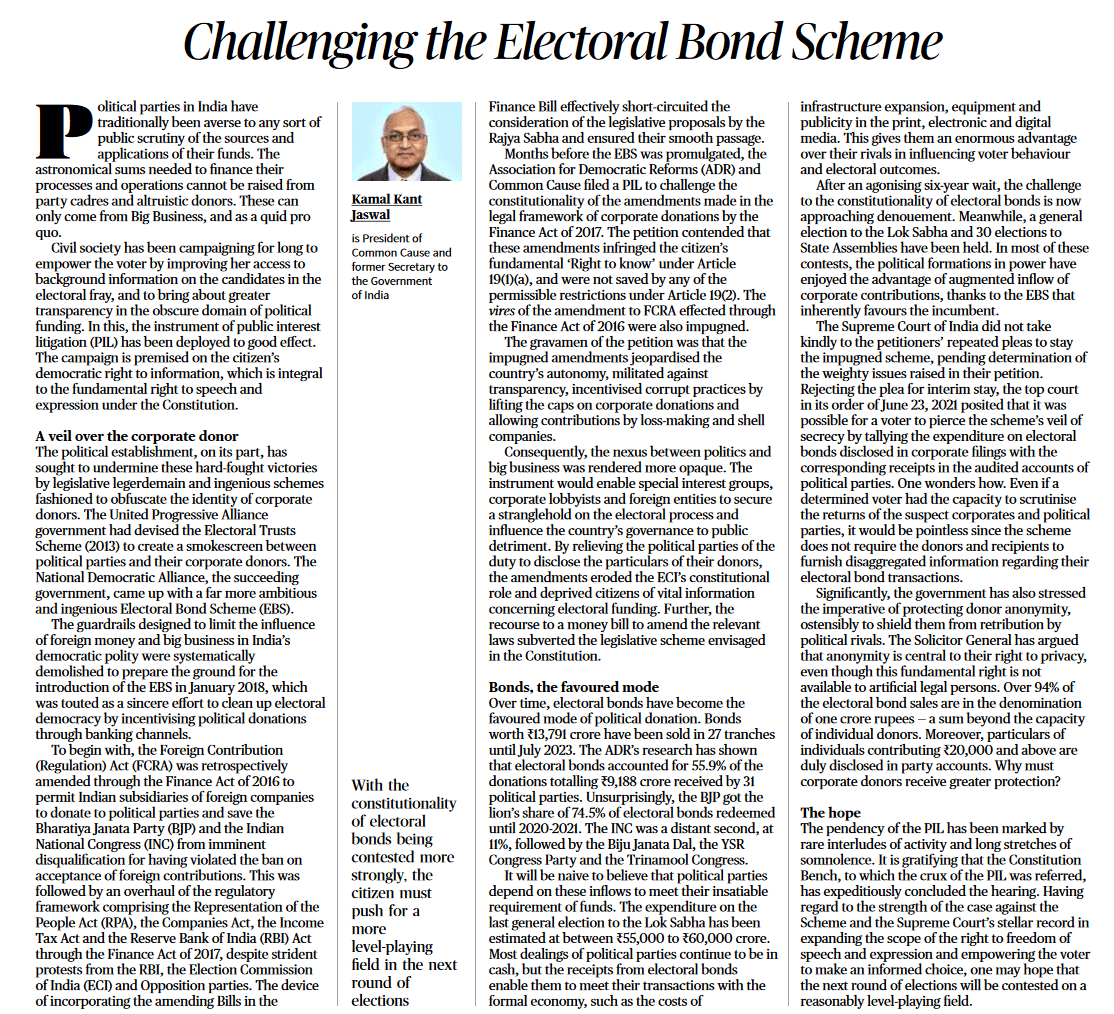 Challenging the Electoral Bond Scheme - Page No.8 , GS 2