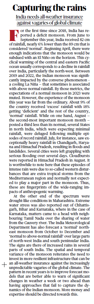 Capturing the rains
								India needs allweather
								insurance
								against vagaries of global climate