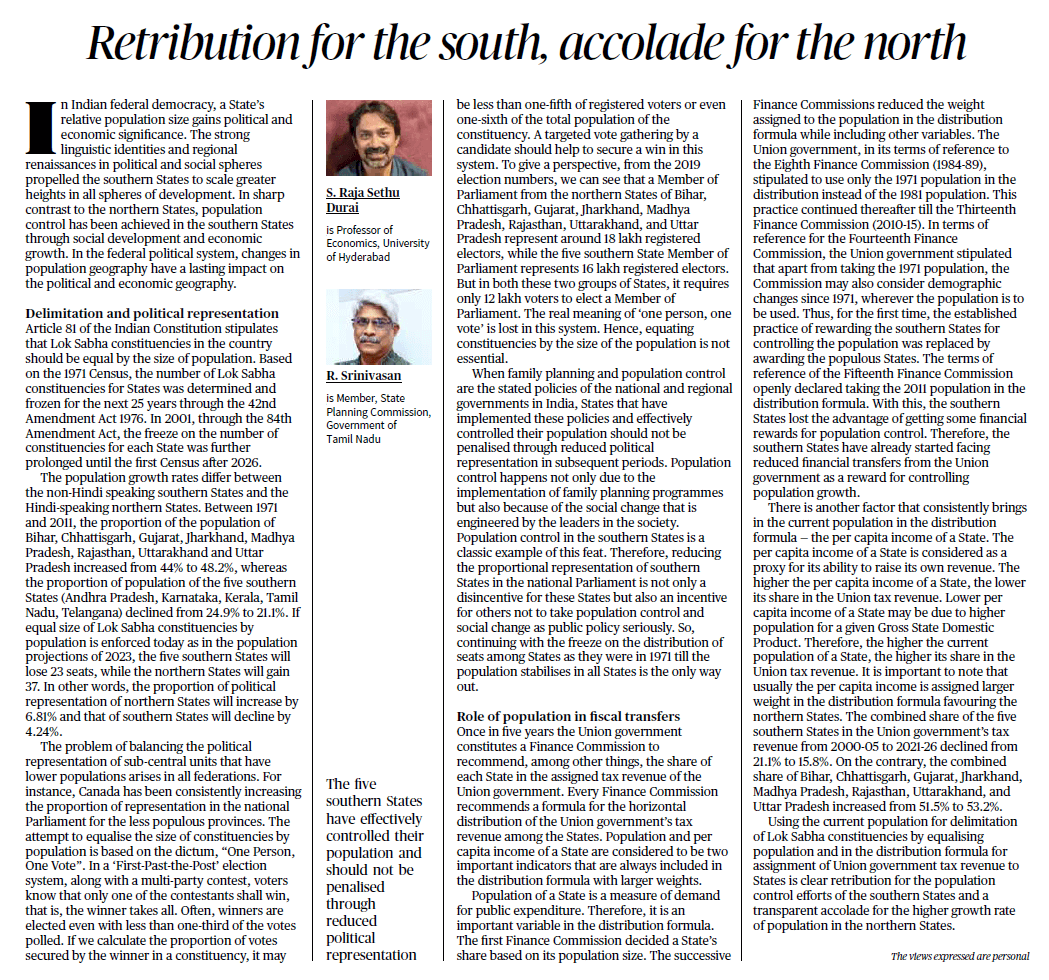 Retribution for the south, accolade for the north