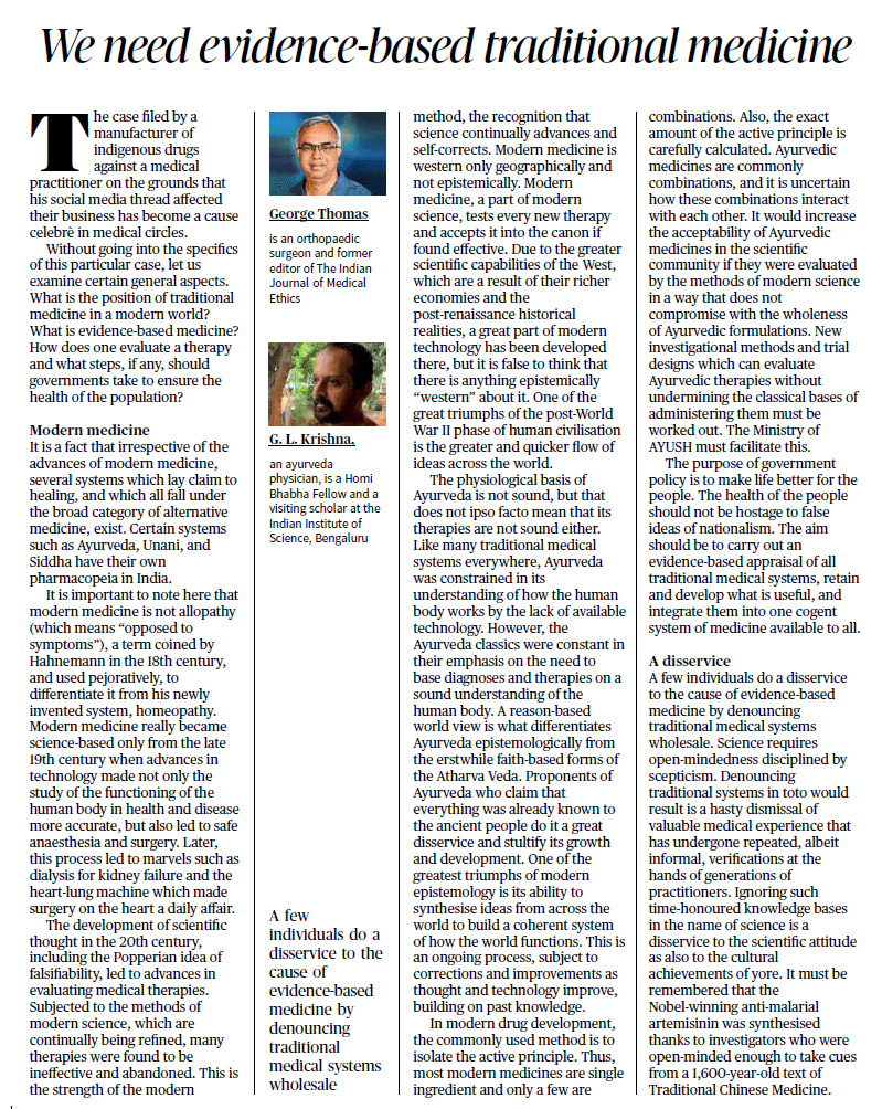 We need evidence-based traditional medicine