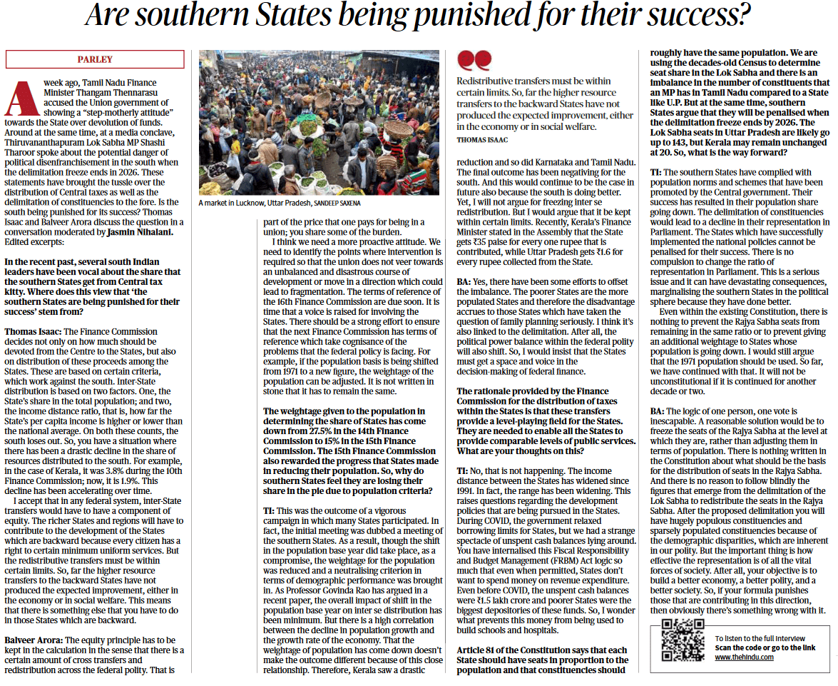 Are southern States being punished for their success?