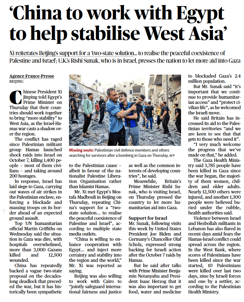 China to work with Egypt to help stabilise West Asia