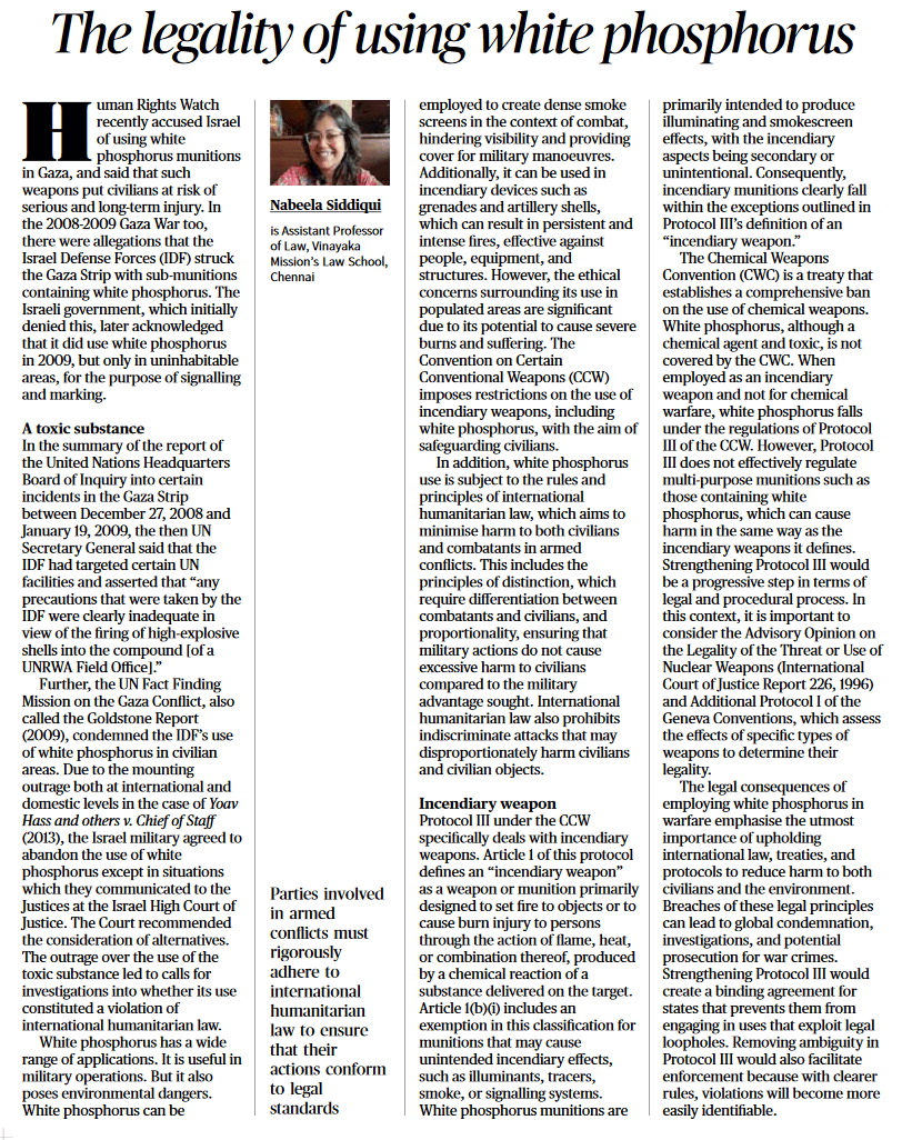 The legality of using white phosphorus - Page No.9 , GS 2