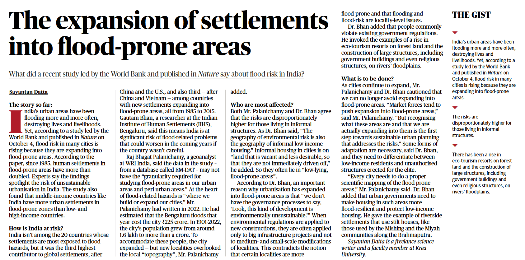 Text and Context - The expansion of settlements into flood-prone areas